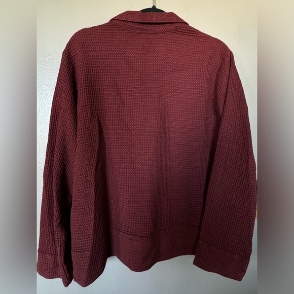Micheal Leu Button Down Top Red Maroon Women’s Size L Collared Long Sleeve Shirt - Picture 3 of 9